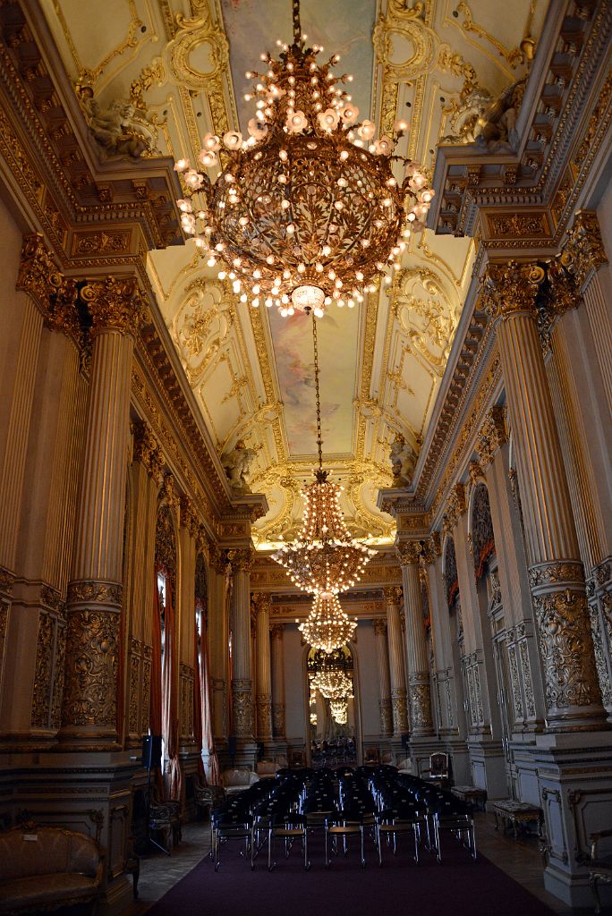 28 Golden Room Salon Dorado Ceiling, Chandelier, Chairs Teatro Colon Buenos Aires